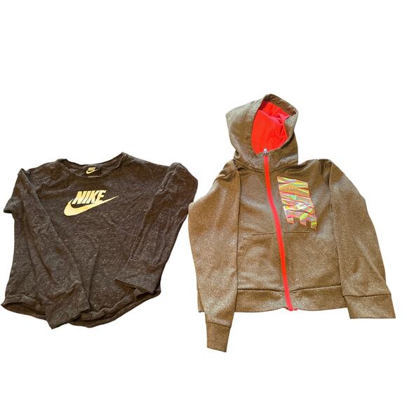 GUC Lot of 2 Nike Kid's Shirt/Hoodie Jacket Size Small/6X - Picture 1 of 5